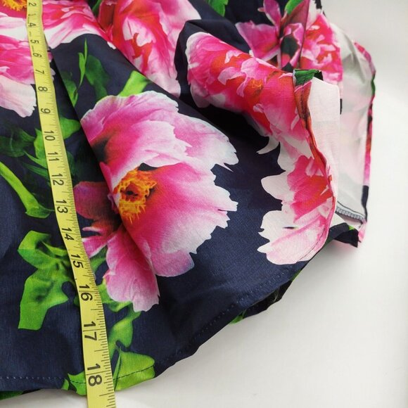 Miss Kim Junior Skirt Floral Pink Blue Size Medium Length 18" Made In USA Zip - Picture 6 of 8